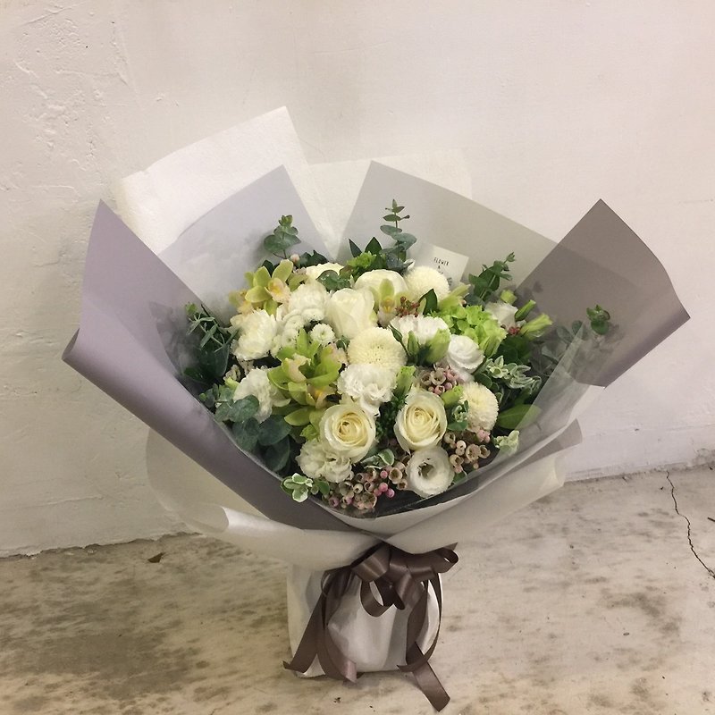 Valentine's Day. Bouquet of white roses. V23. Taipei take delivery / delivery - ตกแต่งต้นไม้ - พืช/ดอกไม้ ขาว