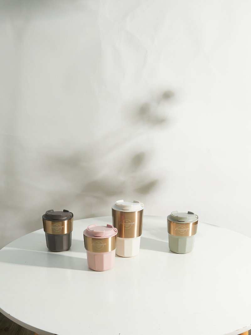 Japanese MOMOCONCEPT geometric ridged coffee cup 290 ml - กระบอกน้ำร้อน - สแตนเลส หลากหลายสี