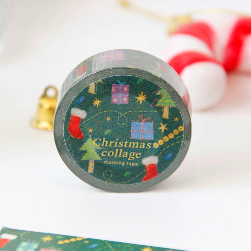 Christmas Collage Masking Tape - Washi Tape - Paper Green