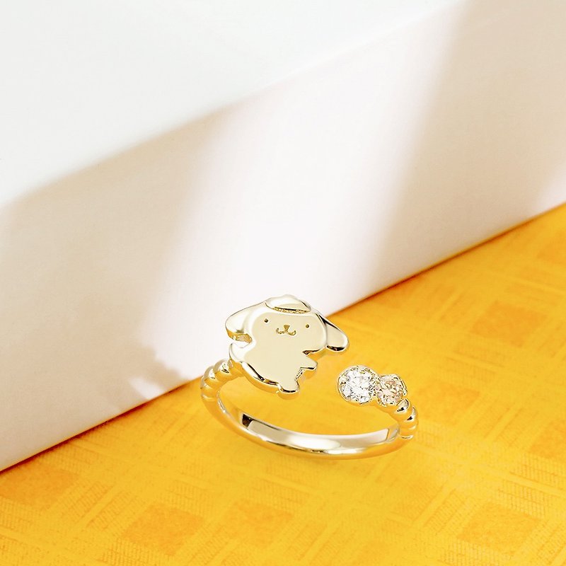 Small Gift for U Series-PomPomPurin Pudding Dog Gift Sterling Silver Ring - แหวนทั่วไป - เงินแท้ สีทอง