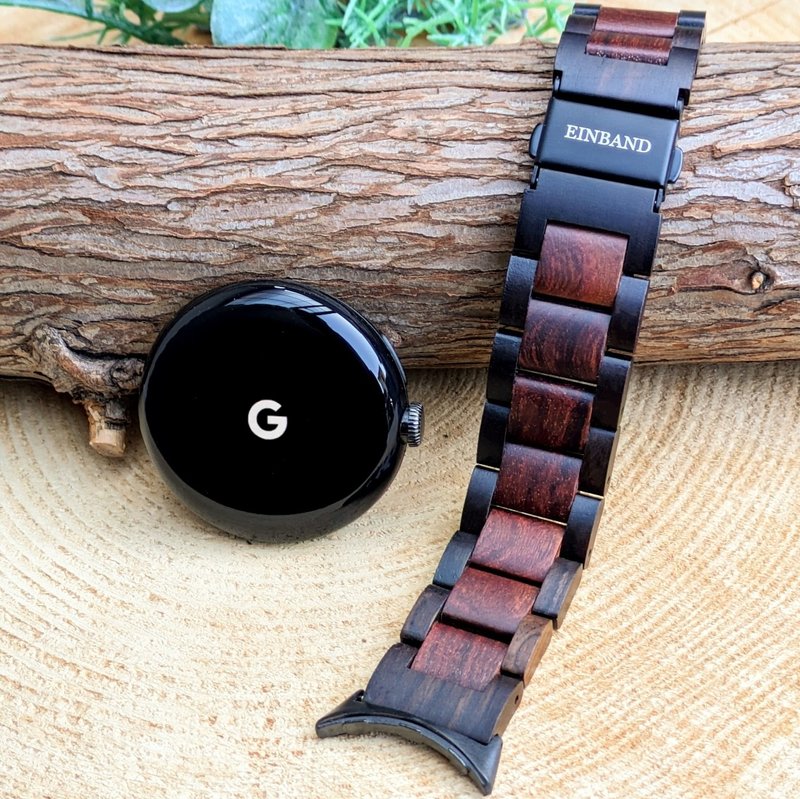 [Wooden Band] EINBAND Google Pixel Watch Natural Wood Strap [Ebony Wood x Red Sandalwood] - นาฬิกาผู้หญิง - ไม้ สีนำ้ตาล