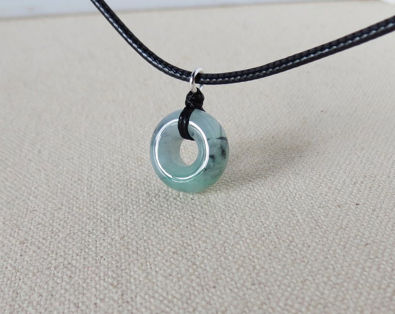 [Vajra Knot] [Peace and happiness] in the year of your life [Peace and happiness] Ice Black Chicken Floating Green Jade Korean Wax Thread Necklace NB24 - Collar Necklaces - Gemstone Multicolor