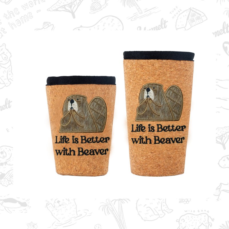 Beaver coffee case /Travel case / keep cool cup bag - 咖啡壺/手沖壺 - 軟木/水松木 咖啡色