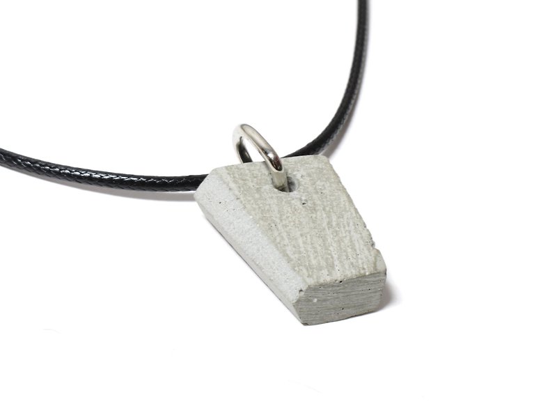 Black nylon necklace with concrete pendant (Trapezium) - Necklaces - Cement Gray