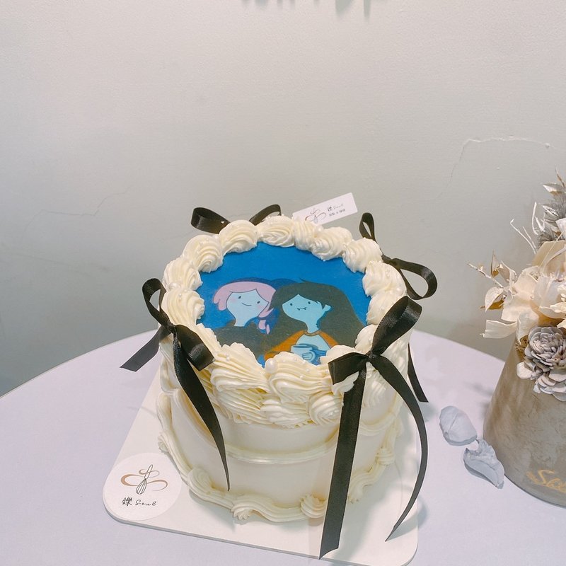燃燒蛋糕 黑色緞帶 客製化蛋糕 生日蛋糕 客製化 鑠甜點 紀念日 - 蛋糕/甜點 - 新鮮食材 