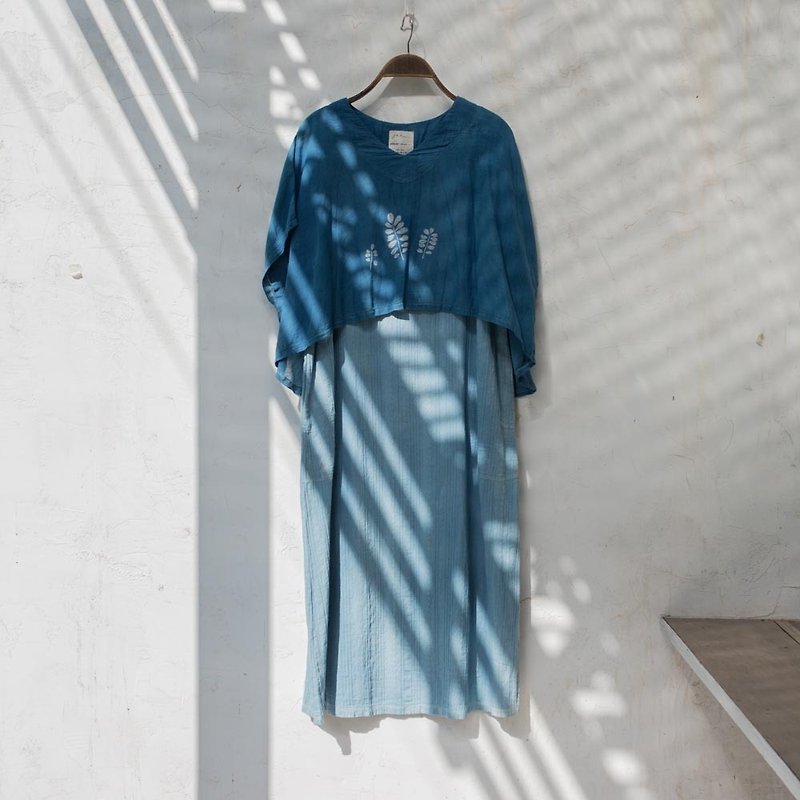 Double Blue dress | Indigo Natural Dyed - One Piece Dresses - Cotton & Hemp Blue