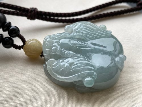 淳玉晶品坊 快速出貨 免費開光 天然A貨緬甸玉翡翠招財貔貅項鍊 飛天貔貅