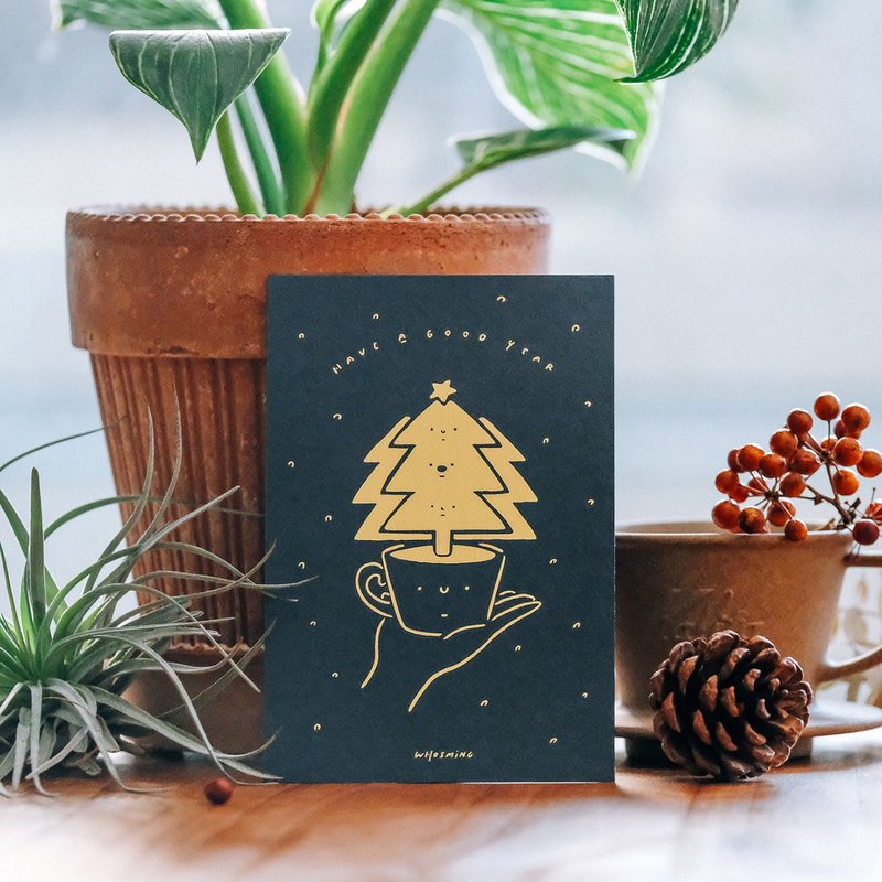 WHOSMiNG 聖誕卡片- COFFEE TREE - 卡片/明信片 - 紙 藍色