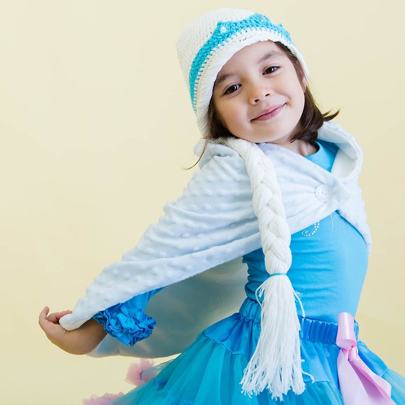Cutie Bella Hand Knitted Hat Frozen-Elsa Crown - หมวกเด็ก - ผ้าฝ้าย/ผ้าลินิน ขาว