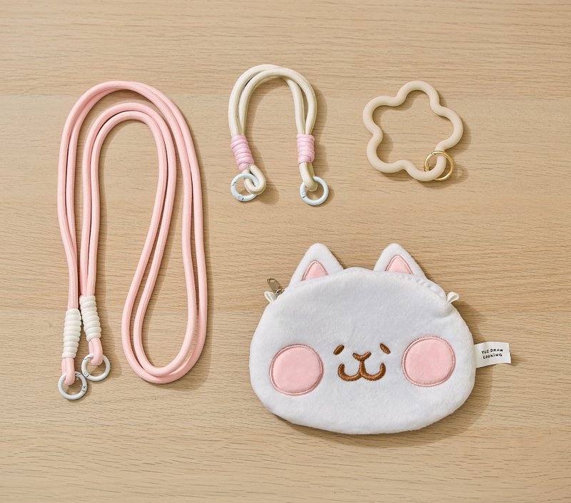 Yami Cat Big Head Plush Bag - Wallet, Side Bag - Lanyard Accessories of Your Choice - Yuz Draw Cooking - กระเป๋าสตางค์ - ไฟเบอร์อื่นๆ 