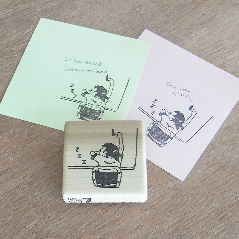 Handmade rubber stamp Sleeping girl - ตราปั๊ม/สแตมป์/หมึก - ยาง สีกากี