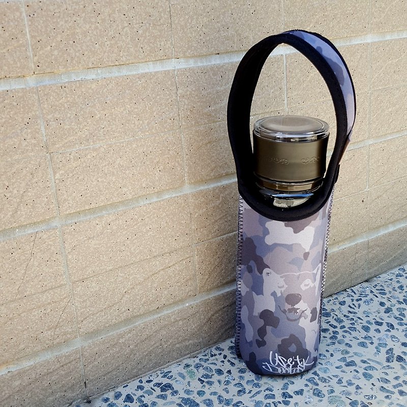 Concord bubble x Ke Ken design - Thermos bottle bag "Camo wine" - ถุงใส่กระติกนำ้ - ซิลิคอน สีเทา