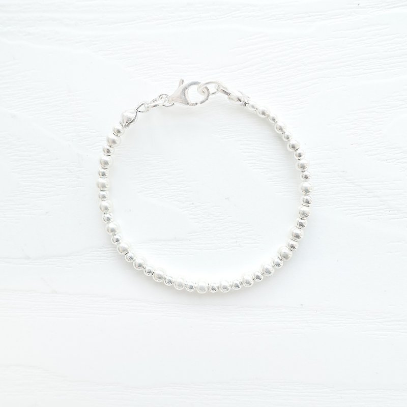 PURE- Sterling Silver Bead Bracelet Chain Anklet - สร้อยข้อมือ - โลหะ สีเงิน