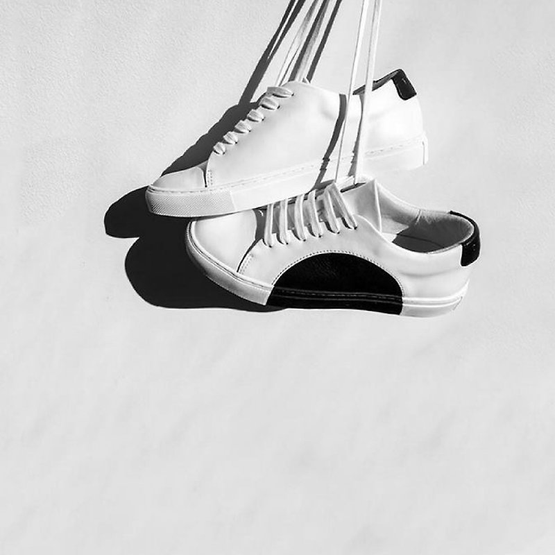 THEY New York - Circle Low in White-Black - รองเท้าลำลองผู้ชาย - วัสดุอื่นๆ ขาว
