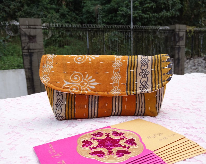Red packet pouch - กระเป๋าเครื่องสำอาง - ผ้าฝ้าย/ผ้าลินิน สีส้ม