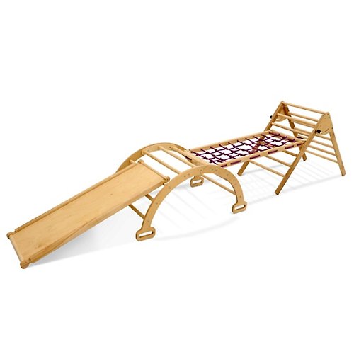 Kittenfield Pikler Triangle Set 4 in 1, Wooden Climbing & Sliding Triangle Set