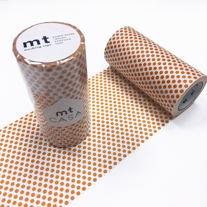 mt CASA tape 100mm和紙膠帶【水玉點點-柑橘 (MTCA1100)】 - 壁貼/牆壁裝飾 - 紙 橘色