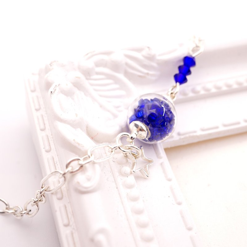A Handmade dark blue glass ball bracelet - Chokers - Gemstone 