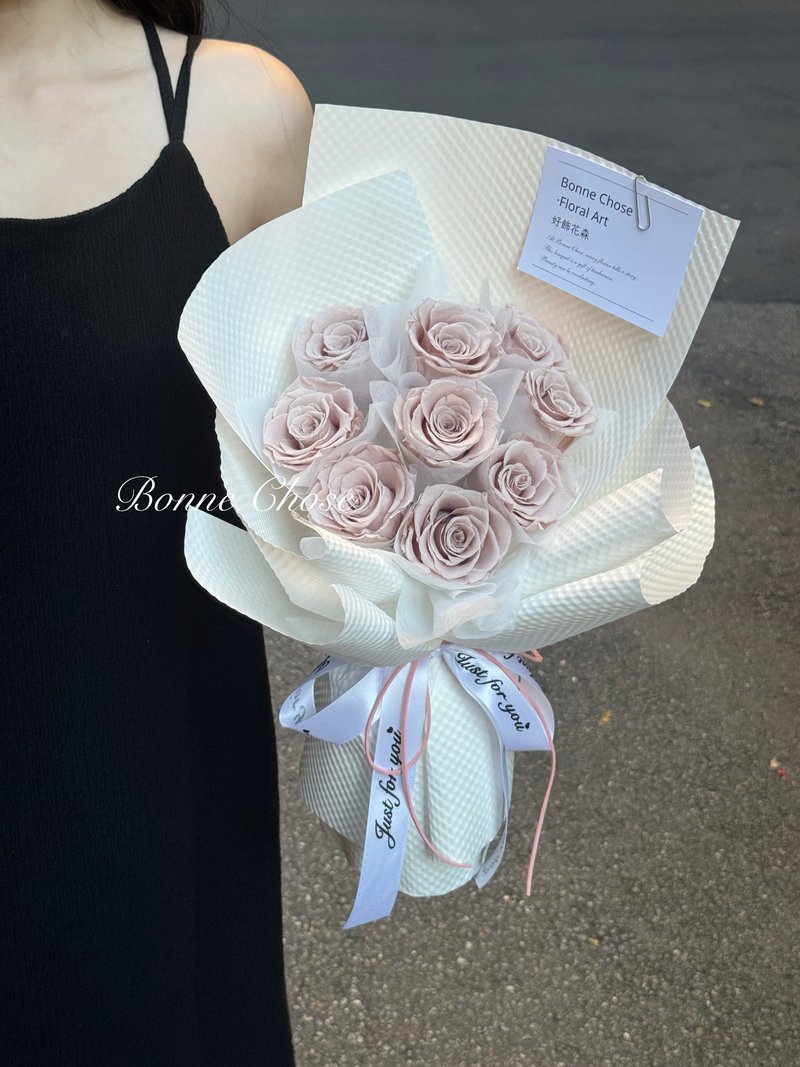 高級感永生玫瑰花束-莫蘭迪粉、告白花束、生日花束、送女友、送 - 乾燥花/永生花 - 植物．花 粉紅色