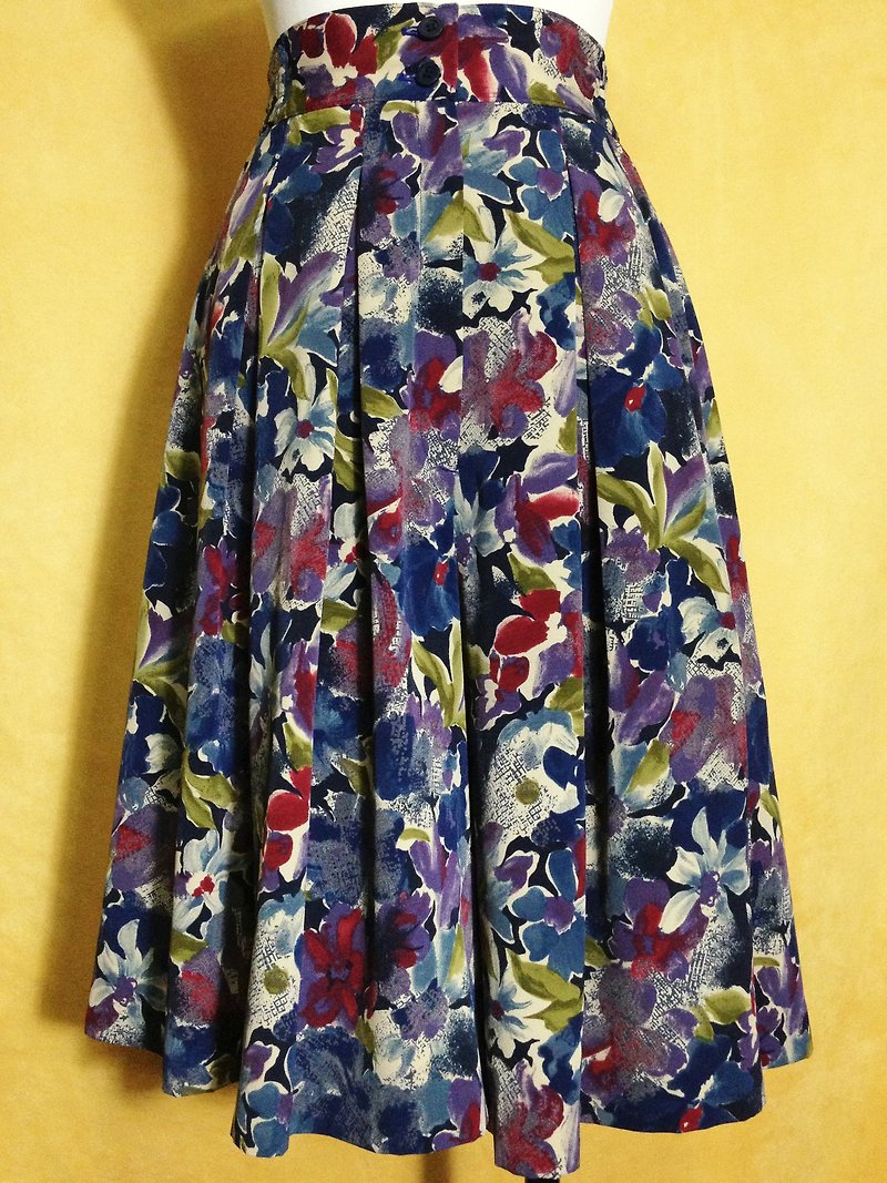 Ping Pong ancient [ancient skirt / watercolor printing pants skirt] brought back abroad VINTAGE - Skirts - Polyester Multicolor