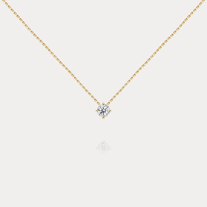 Crown | 0.10ct-0.20ct classic four-prong set eight hearts and eight arrows natural diamond 18K necklace - Necklaces - Diamond White