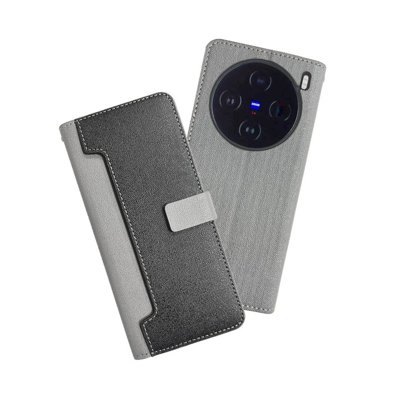 CASE SHOP vivo X100 前收納側掀皮套-黑 - 手機殼/手機套 - 人造皮革 黑色