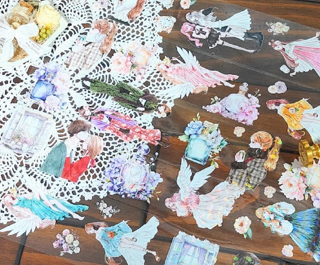 シール オシャレ PETテープ 女の子 装飾 コラージュシール 七色