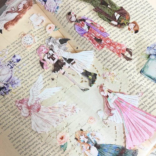 シール オシャレ PETテープ 女の子 装飾 コラージュシール 七色