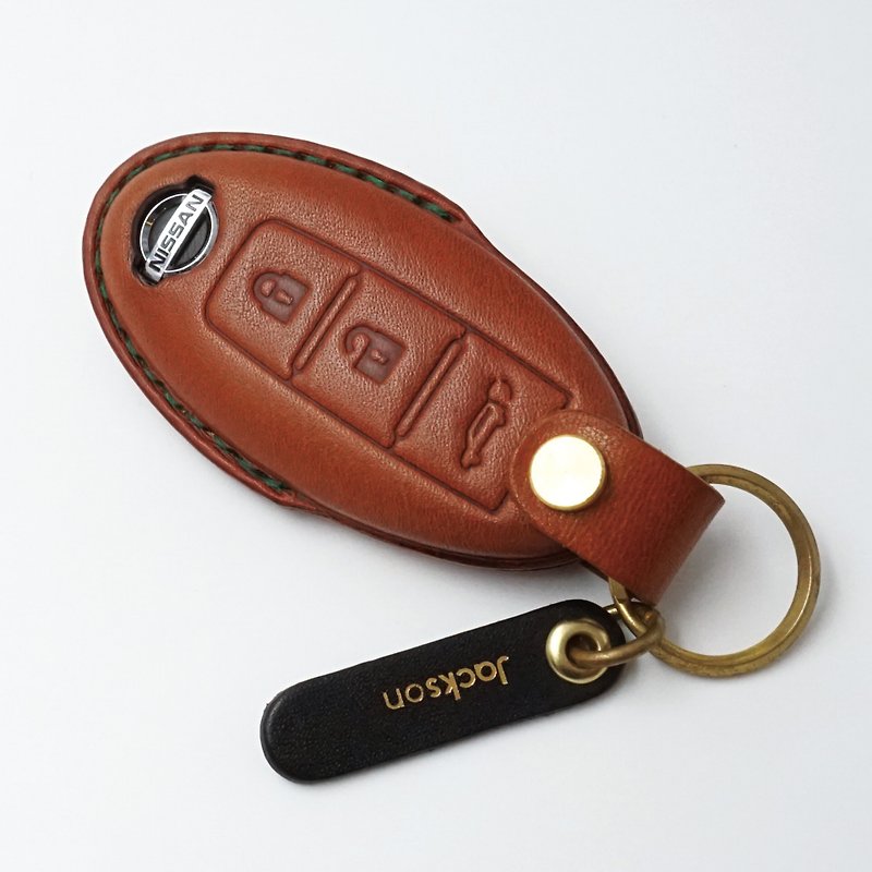 Leather Key-Fob-FIT-FOR-KEY-CASE-COVER-FITS-NISSAN  iTIIDA New LIVINA - Keychains - Genuine Leather 