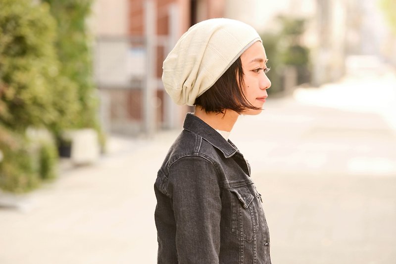 Made in JAPAN 100% Organic Cotton Slouchy Beanie - Eco-Friendly Clothing - Hats & Caps - Cotton & Hemp White