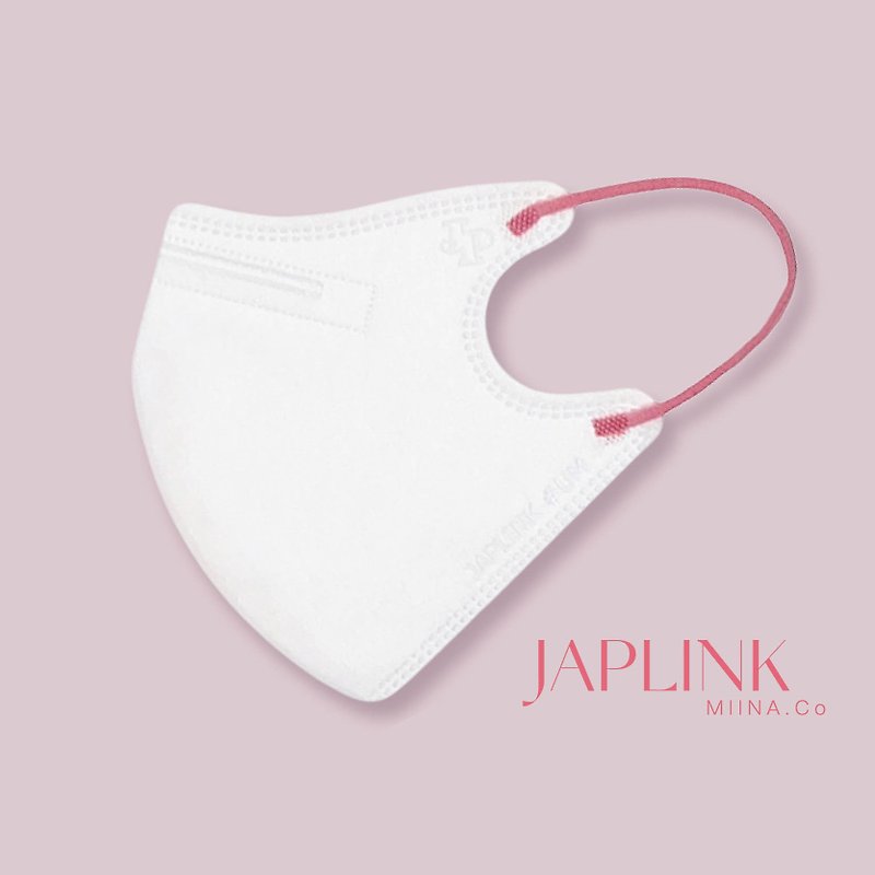 [Standard] JAPLINK HEPA high-tech water electret three-dimensional medical mask - pure white x pink ears - หน้ากาก - เส้นใยสังเคราะห์ สึชมพู