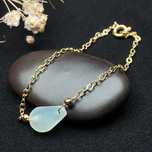 瓔珞珠寶盒 E.L.Jewelry Box 冰種飄綠翡翠14K包金手鍊 | 天然緬甸玉翡翠A貨