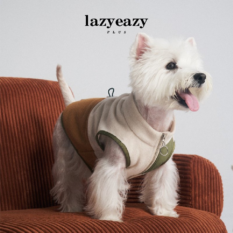 Lazyeazy撞色搖粒絨背心寵物狗狗衣服雪納瑞小型犬外套 - 寵物衣服 - 棉．麻 