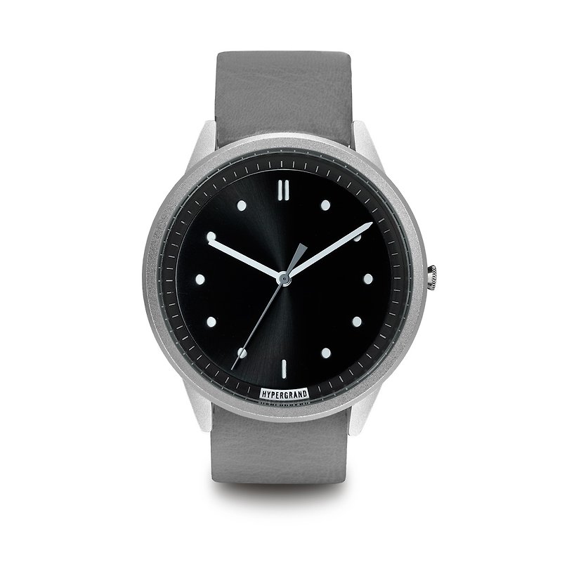 HYPERGRAND - 02 Basic Collection - Silver Black Dial Gray Leather Watch - นาฬิกาผู้ชาย - วัสดุอื่นๆ สีเทา