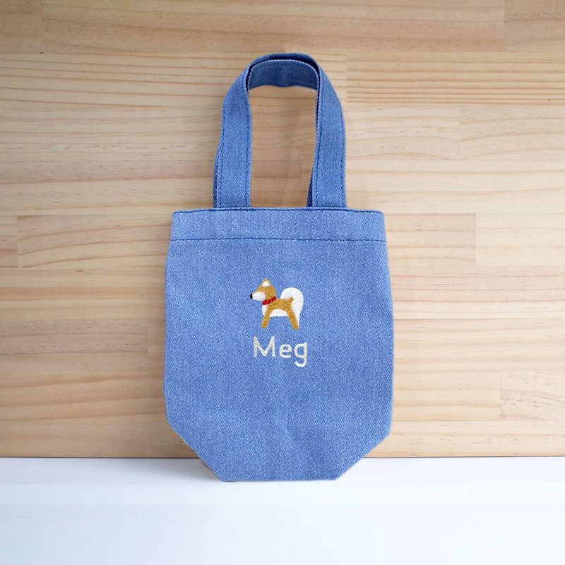 【Q-cute】Beverage bag series-Shiba Inu-can add characters - ถุงใส่กระติกนำ้ - ผ้าฝ้าย/ผ้าลินิน 