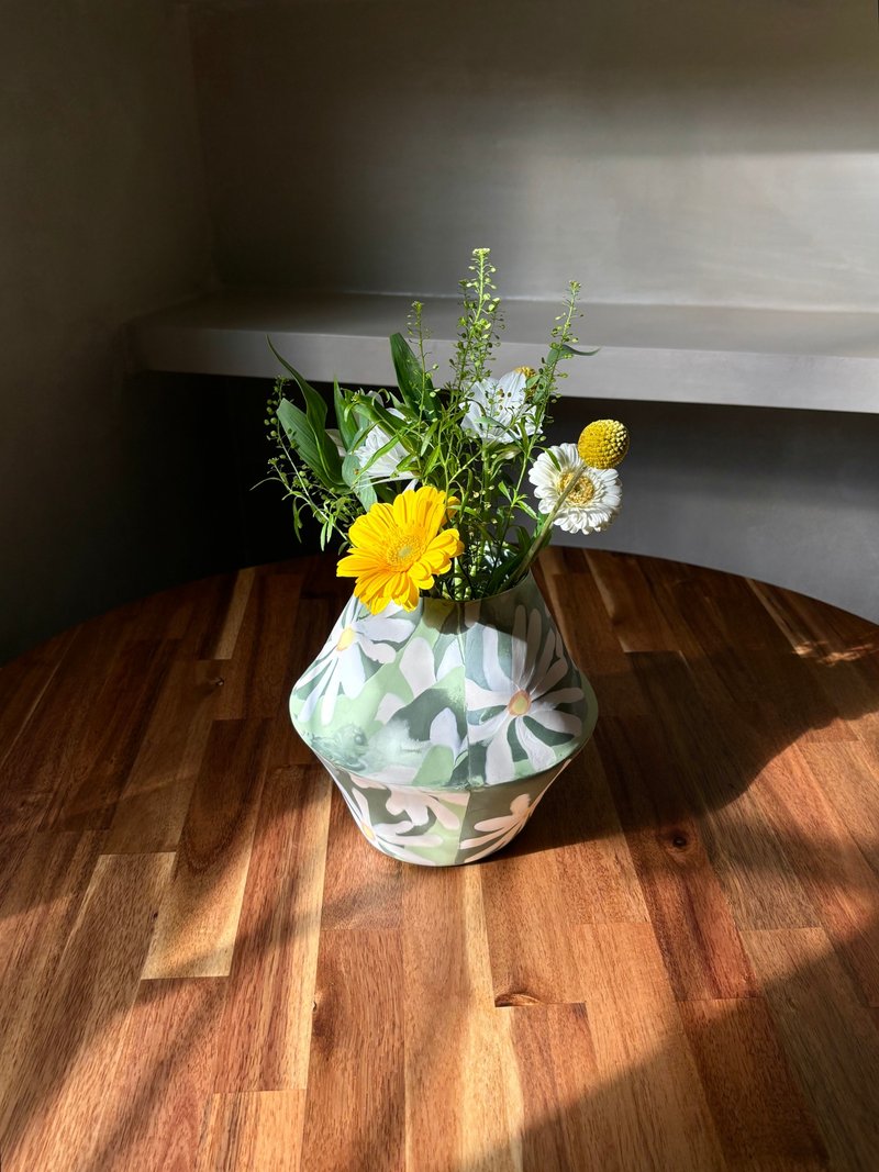 デイジー幾何学模様の大きな花器 - 花瓶・植木鉢 - 磁器 