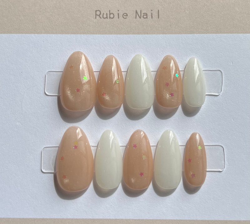 rubie星點奶霜-粉橘貓眼-手工穿戴甲 - 其他 - 其他材質 