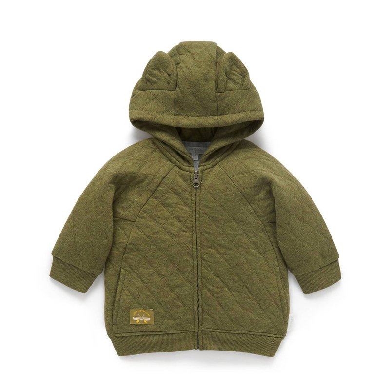 Australian Purebaby organic cotton toddler hooded quilted jacket 6M-4T dark green - Coats - Cotton & Hemp 