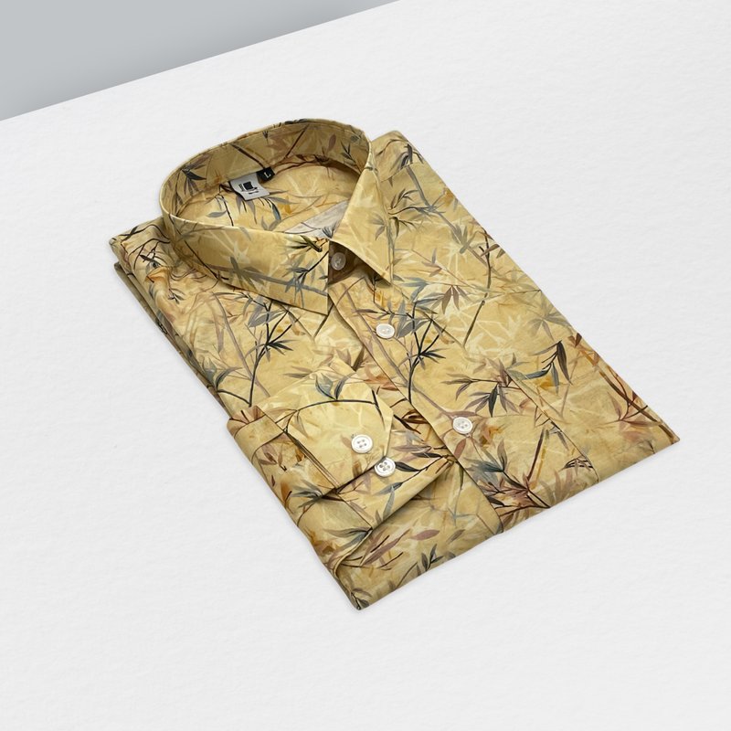 細葉黃襯衫 - 男襯衫/休閒襯衫 - 棉．麻 卡其色