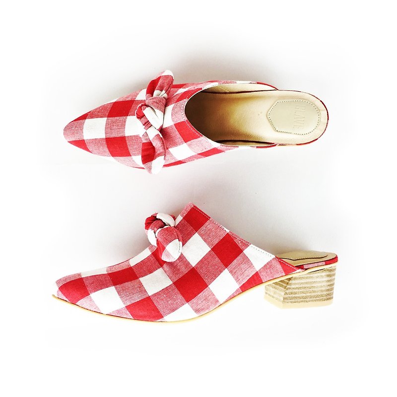 Musical Series No.2 Country  Mule Shoes By Handmade - รองเท้าลำลองผู้หญิง - หนังแท้ สีแดง