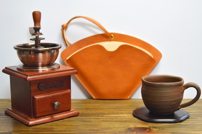 コーヒーフィルターホルダー - 咖啡壺/咖啡器具 - 真皮 咖啡色