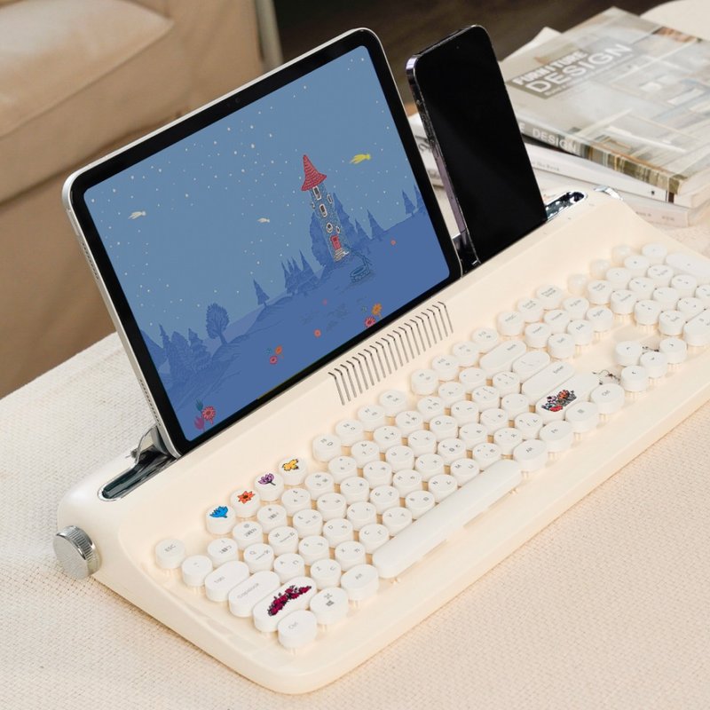 actto retro typewriter keyboard and mouse set-Moomin joint model flower blooming season - อุปกรณ์เสริมคอมพิวเตอร์ - วัสดุอื่นๆ 