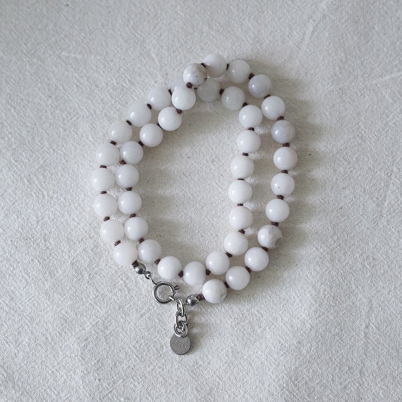 Coconut Musk White agate surgical steel necklace - สร้อยคอ - สแตนเลส ขาว