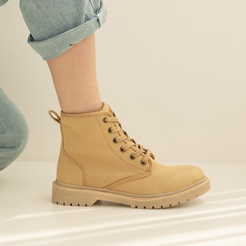 Say go and go thick-soled military boots - dune yellow waterproof - รองเท้าบูทสั้นผู้หญิง - วัสดุกันนำ้ สีเหลือง