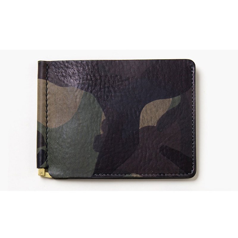 Japan ANCHOR BRIDGE Camouflage Banknote Clip - Coin Purses - Genuine Leather Green