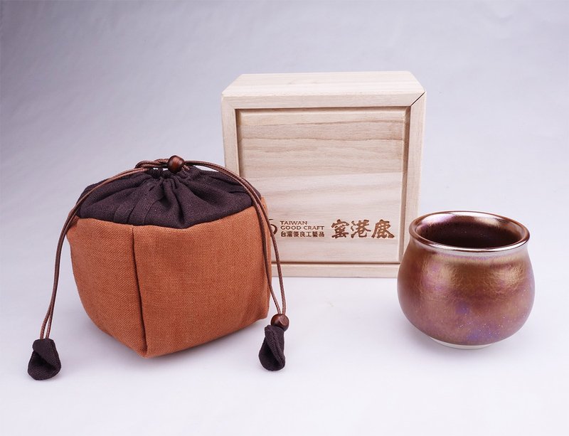Yohen Tenmokujun Gold Cup is suitable for female friends │ Mother's Day Gift Box - ถ้วย - เครื่องลายคราม สีส้ม