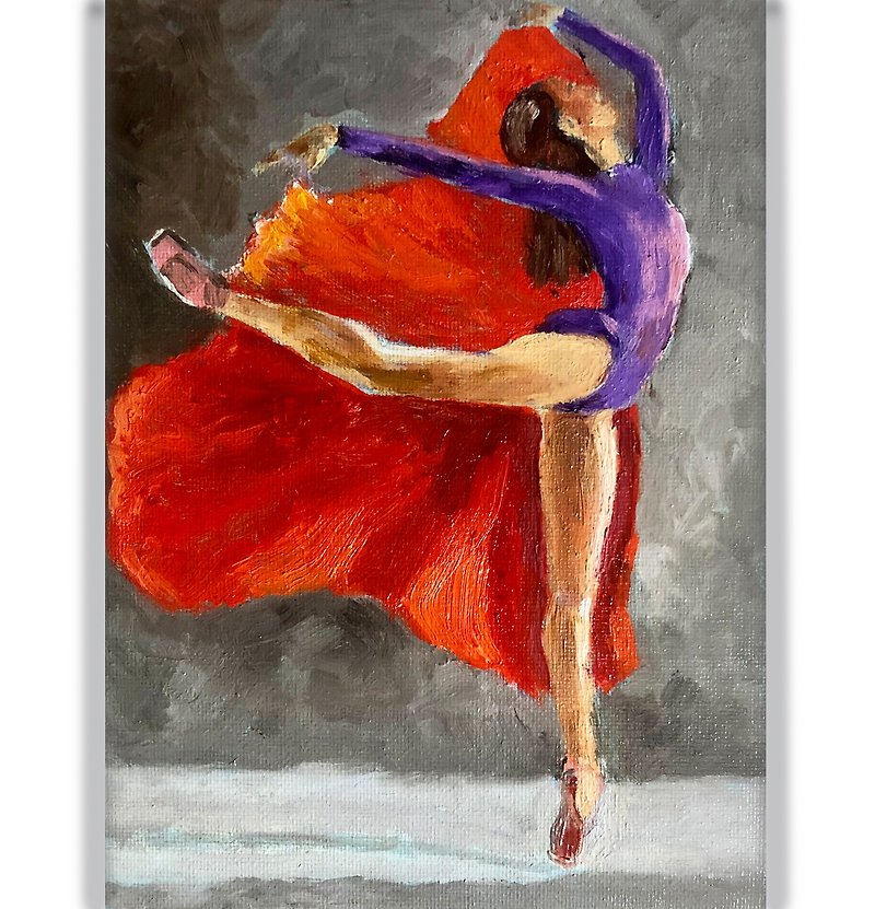 棉．麻 海報/掛畫/掛布 - Ballerina painting, Original Handmade Oil Painting, Dance teacher gifts