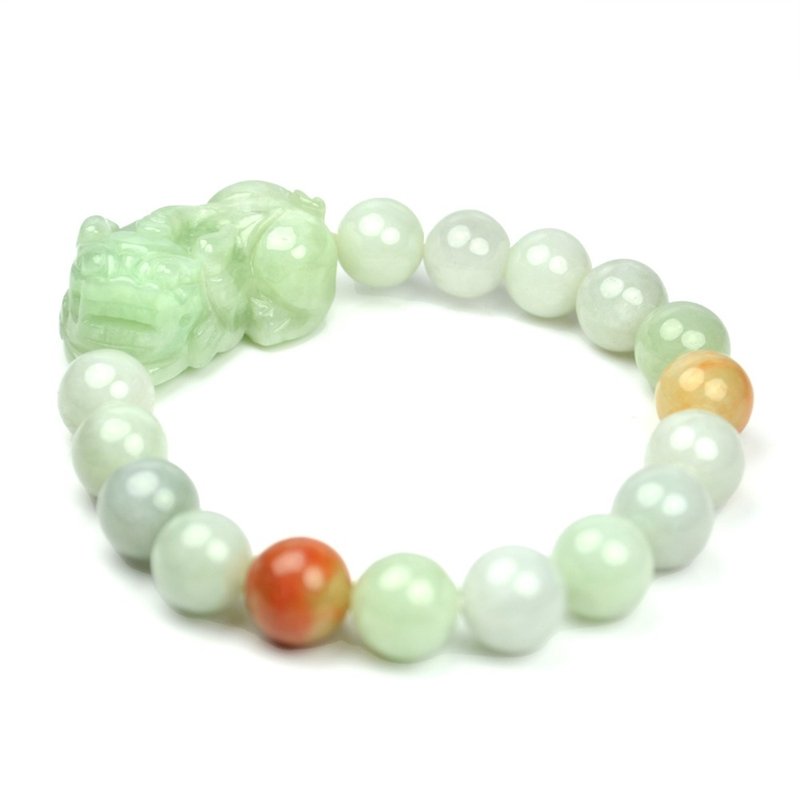 Jadeite Natural Jade Pixu Bracelets Japanese Elastic Cord - สร้อยข้อมือ - หยก หลากหลายสี