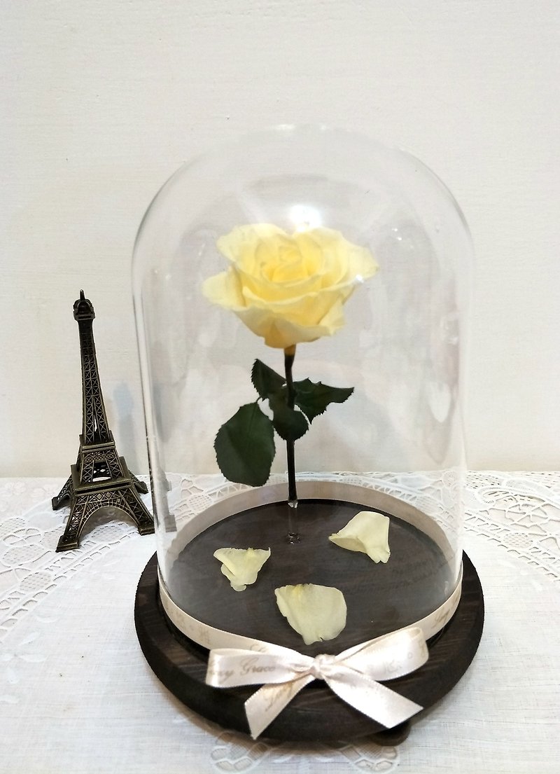l magic floating rose with light glass cover flower ceremony - fresh yellow l * not withered flowers. stellar flowers. eternal flowers - ตกแต่งต้นไม้ - พืช/ดอกไม้ สีเหลือง