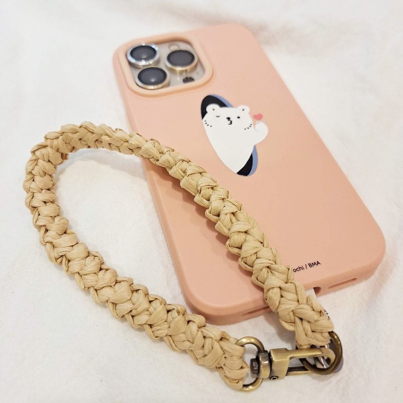 Braided mobile phone rope lanyard-Raffia [Khaki]-short rope/wrist lanyard/strap/short mobile phone lanyard/ - เชือก/สายคล้อง - กระดาษ 